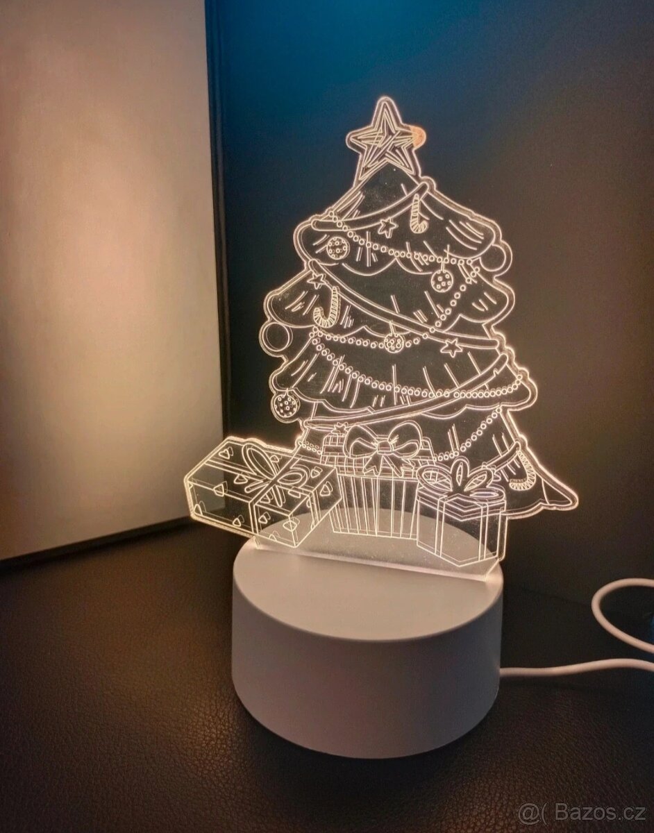 3D lampa s vánočním stromečkem