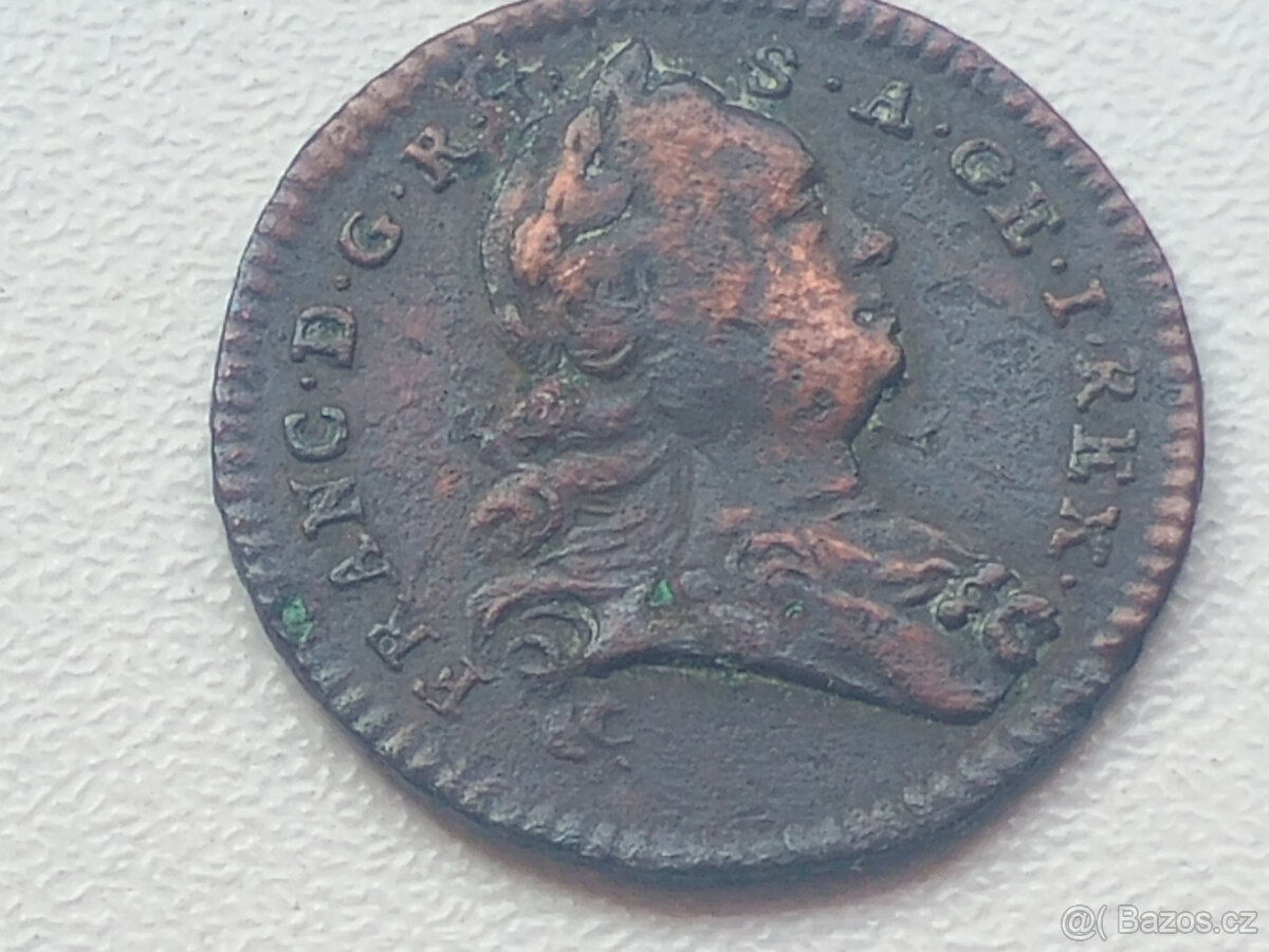 Mince 1 Pfennig z roku 1759 W, Fr. Lotrinský