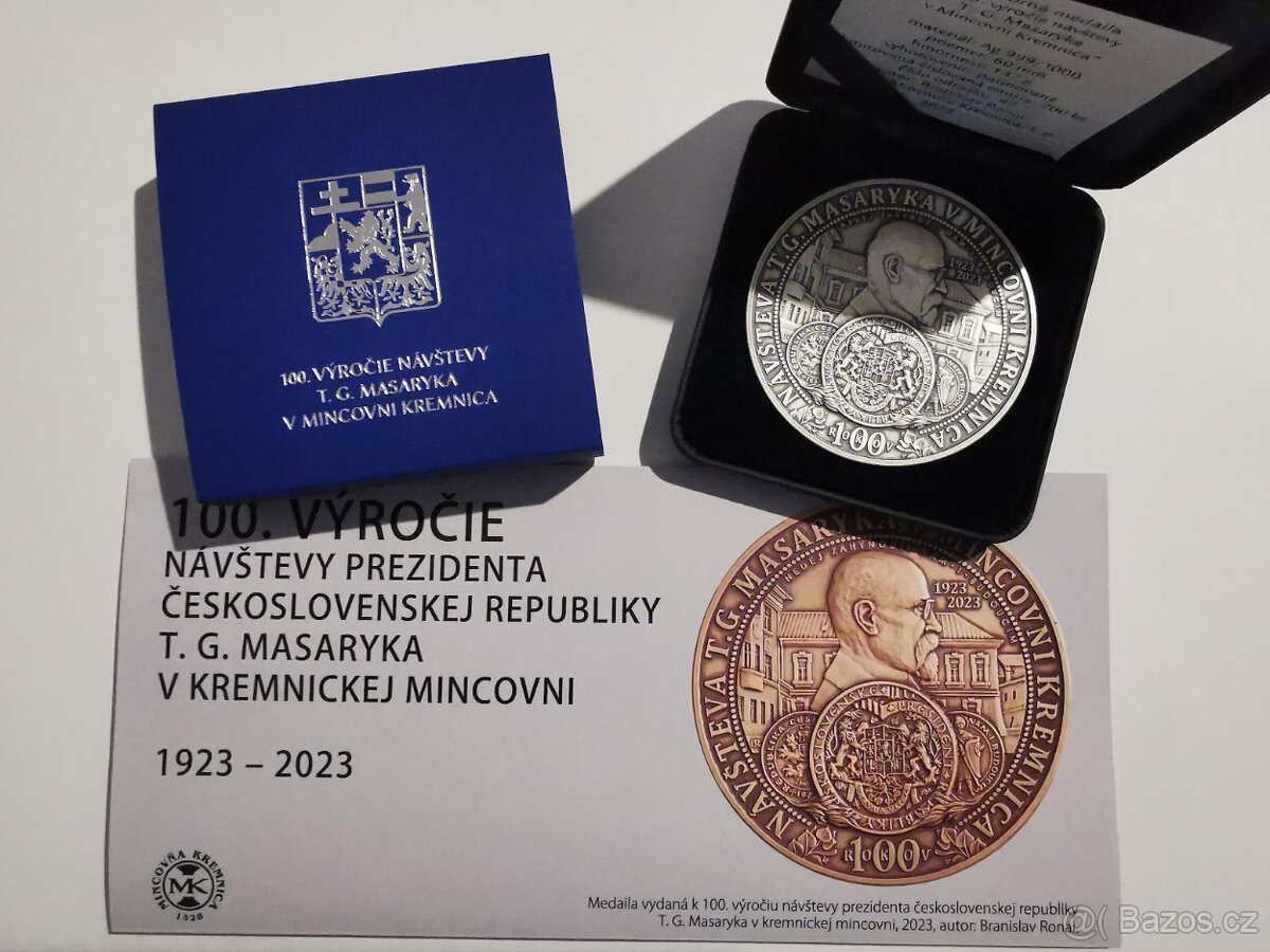 Ag medaila 100.výročie návštevy Masaryka v Mincovni Kremnica