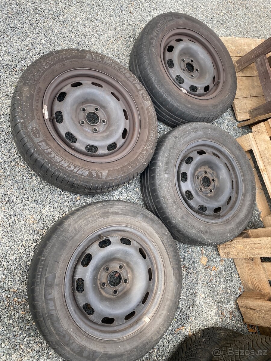 Plechové disky 15” 5x100 a letní pneu 195/65/R15