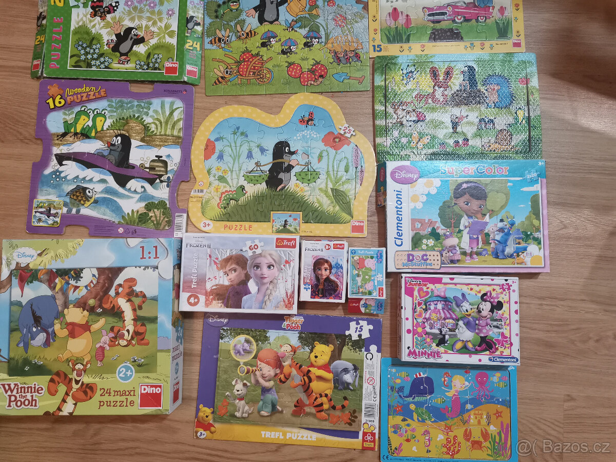 Puzzle krteček, minnie, frozen, medvídek pú