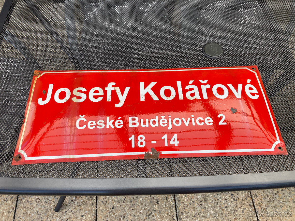 Smaltovaná cedule uliční starší 1.500 kč