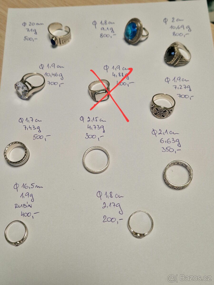 Stříbrné prsteny 925/1000