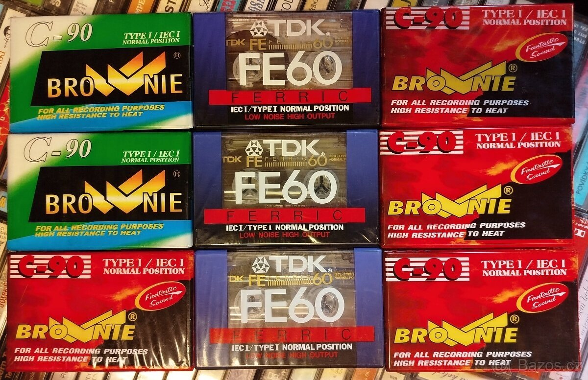 9x MC PRÁZDNÁ KAZETA (nové, nerozbalené)