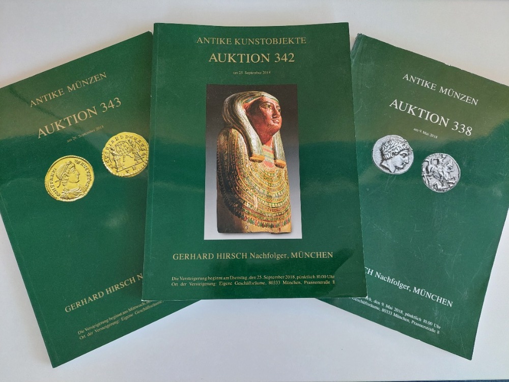 3x Gerhard Hirsch Mnichov aukční katalogy antik numismatika