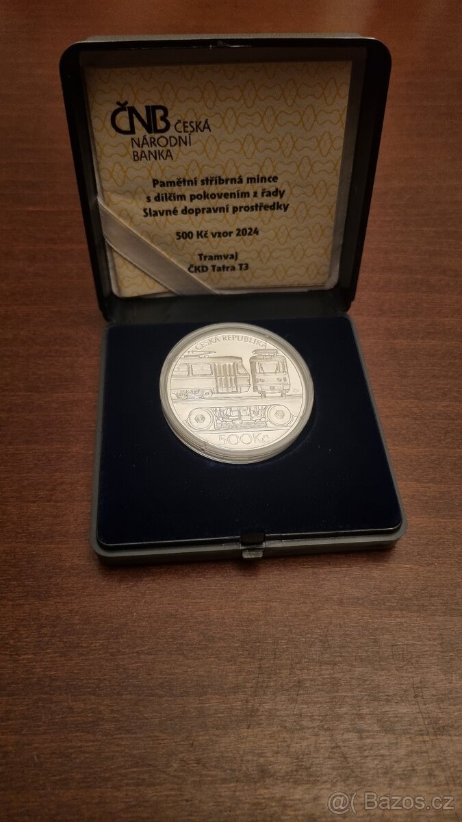 Stříbrná mince Tramvaj ČKD Tatra T3 proof