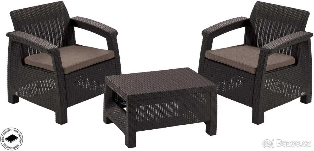 KETER Set zahradního nábytku CORFU WEEKEND, hnědý