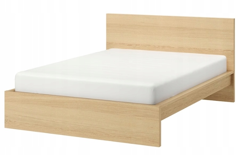 MALM Rám postele (IKEA), bíle mořená dubová dýha, 180x200 cm