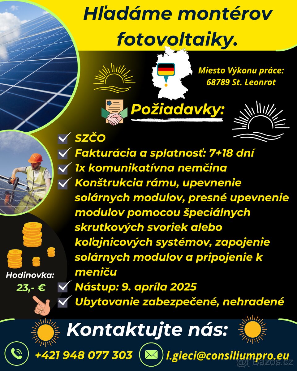 Hľadáme montérov fotovoltaiky.