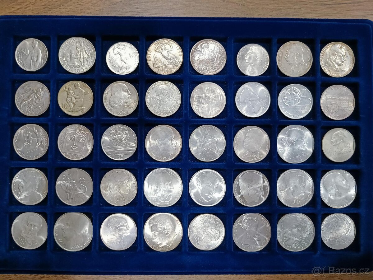 Stříbrné investiční, pamětní mince ČSR kompletní - 103 ks
