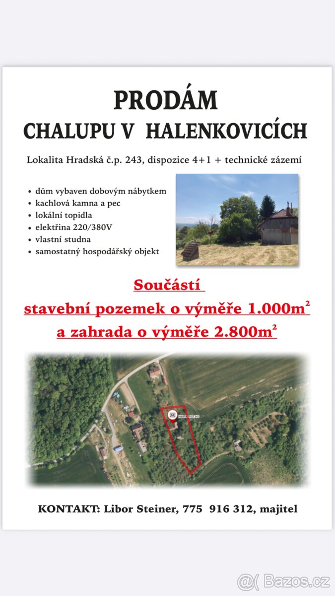 CHALUPA v HALENKOVICÍCH na prodej