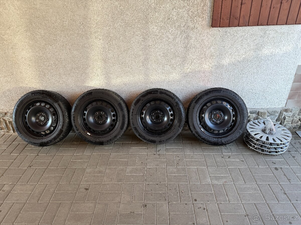 Plechové disky 5 x 112mm + zimní pneumatiky Continental