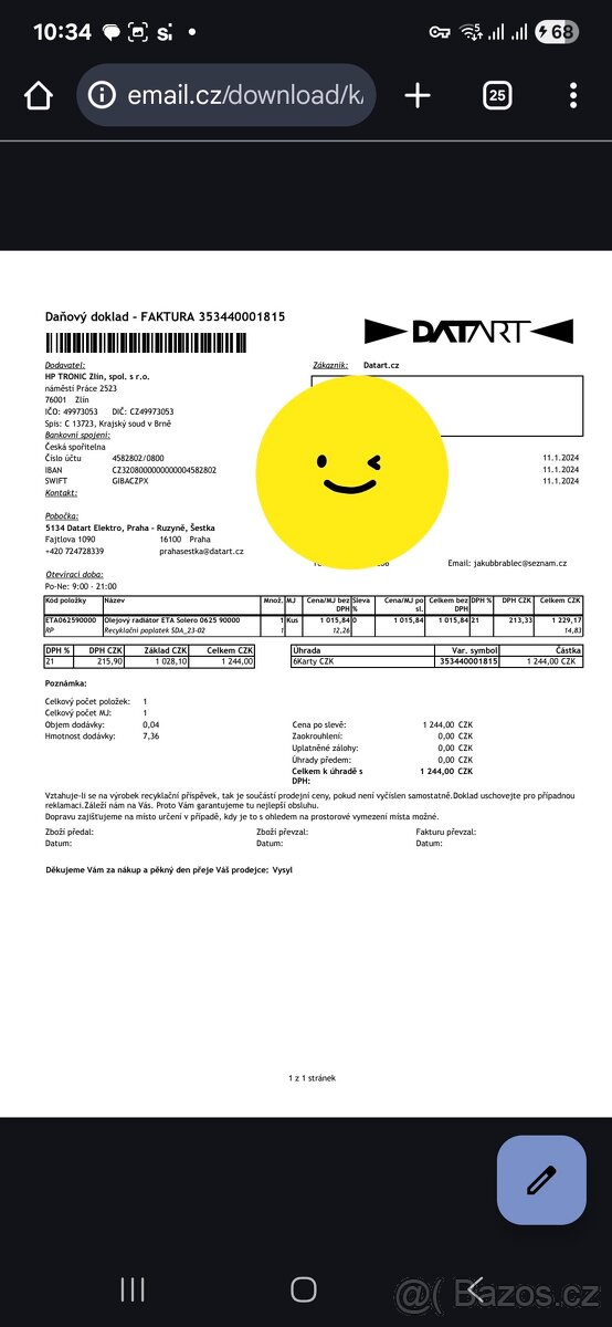 Elektrický přímotop ETA