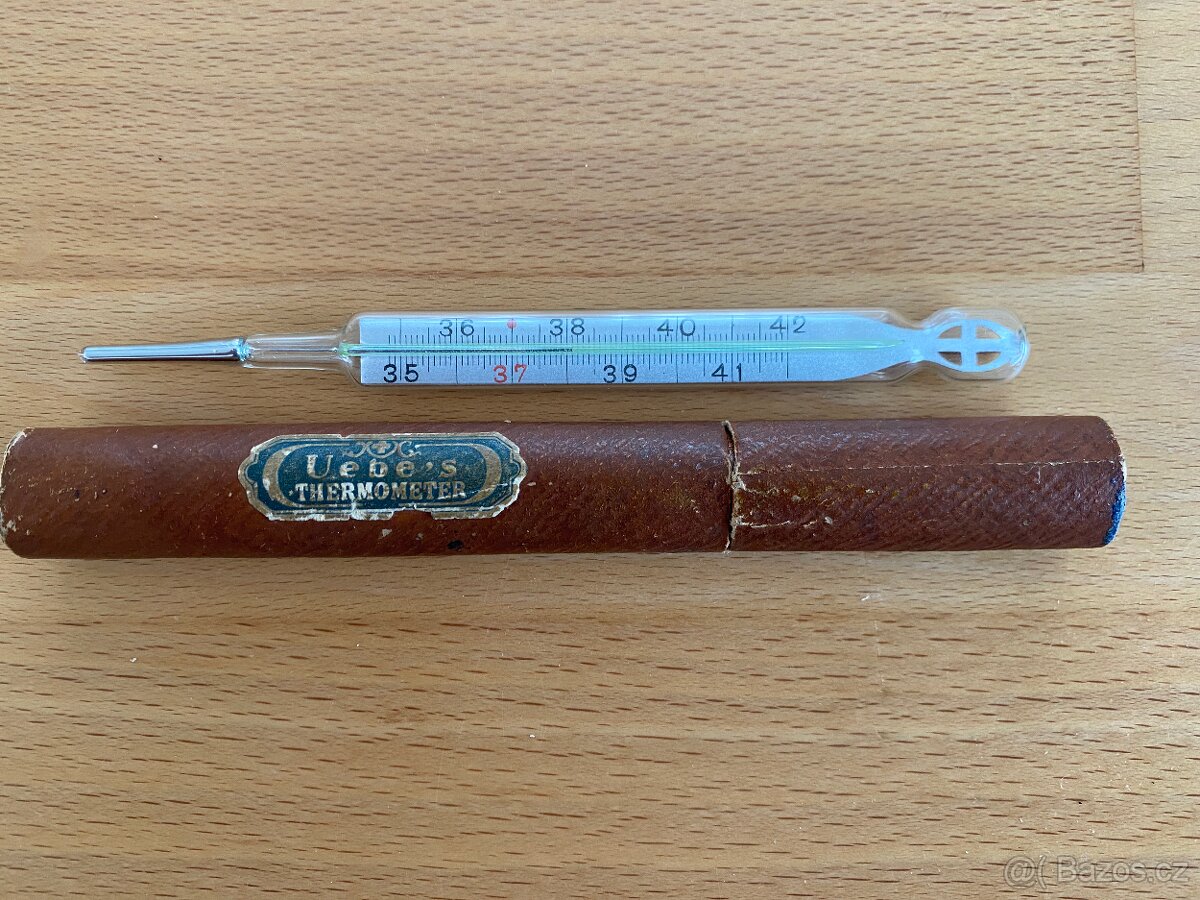Prodám historický rtuťový maximální teploměr Uebe