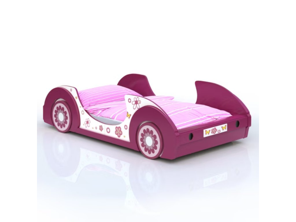 Dětská auto postel růžová