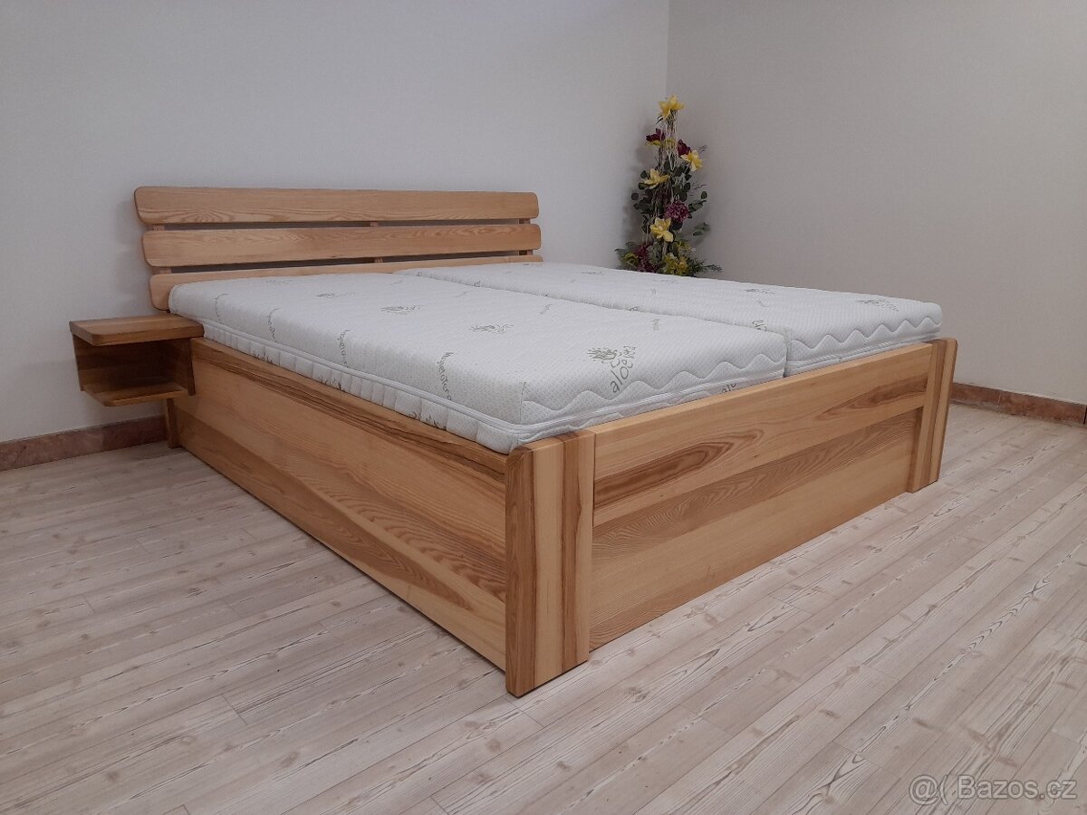 Nová dřevěná masivní postel, jasan, nosnost 700 kg, Odvezu