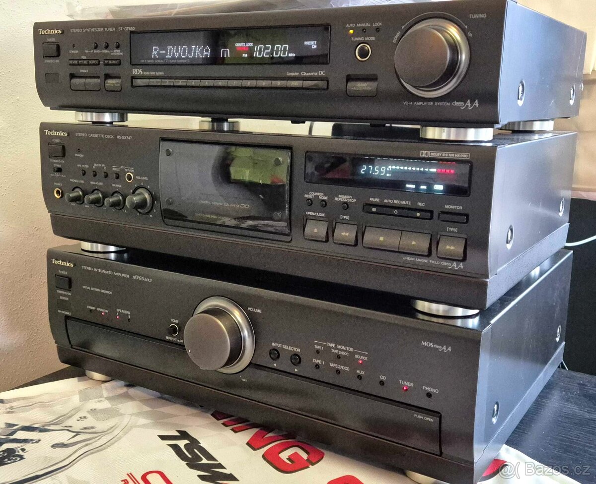 Technics sestava - zesilovač, magnetofon, tuner