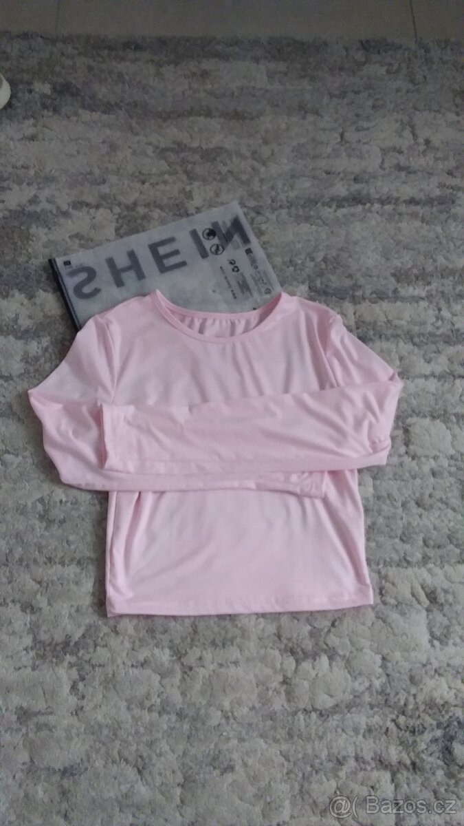 Růžové tričko s dlouhým rukávem vel.S Shein nové