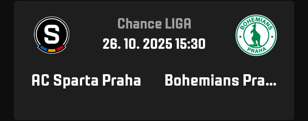 vstupenka AC Sparta Praha x Bohemians Praha