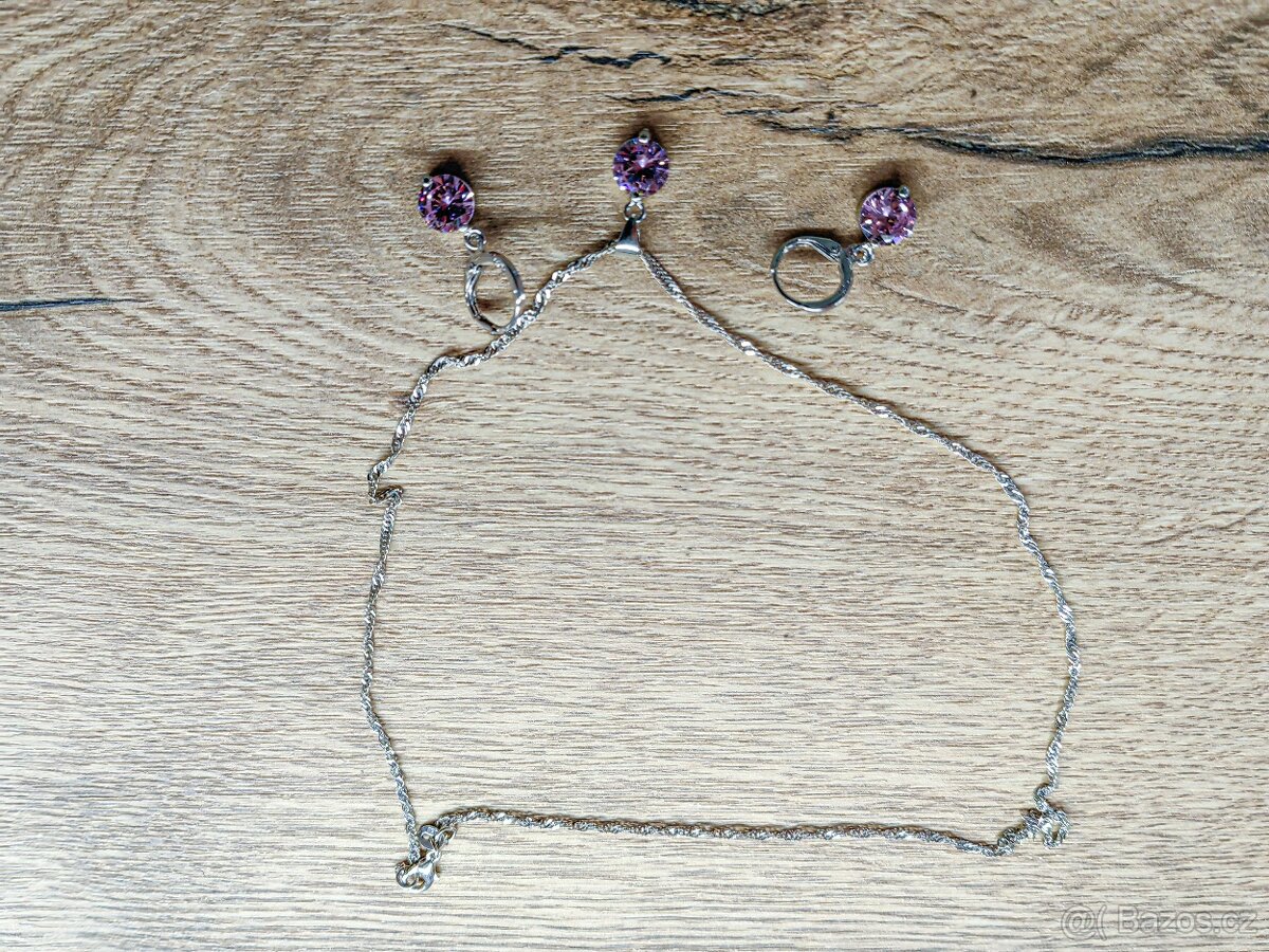 Stříbrná sada fialová nová dámská