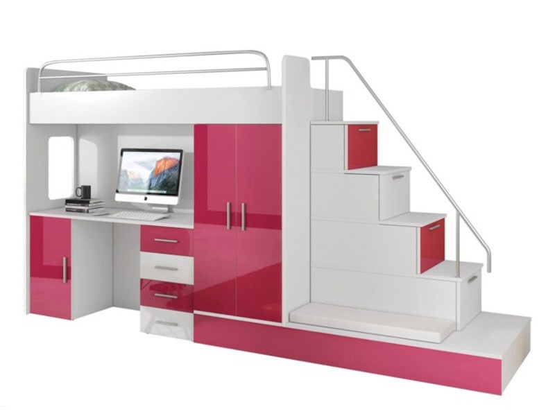 Dětská postel Ruby V s roštem a psacím stolem