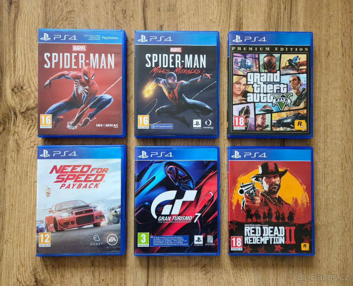 Hry na Playstation 4 - Spider man, GTA, Gran Turismo 7,...