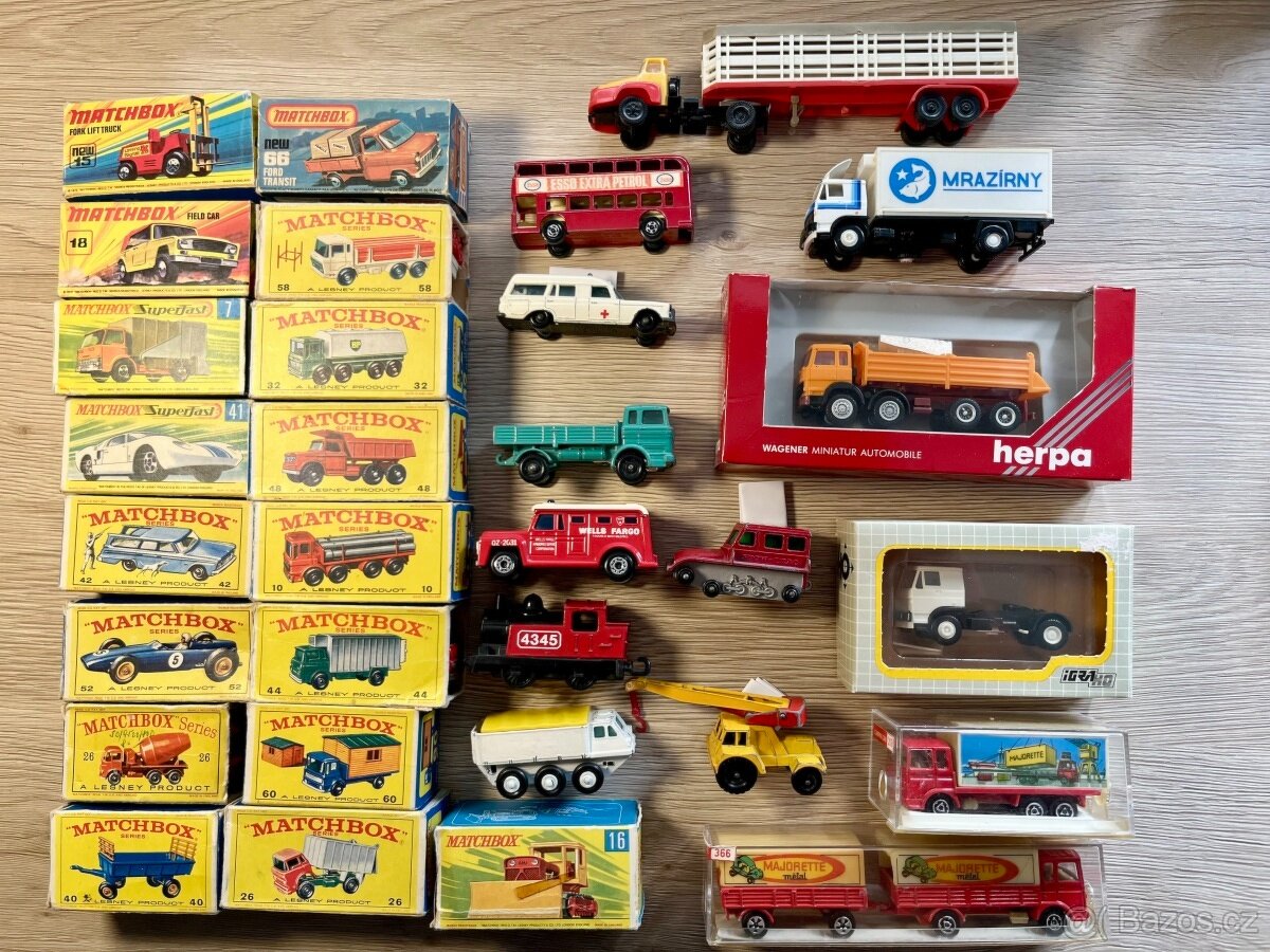 auta HERPA, IGRA, Schuco, MAJORETTE, MATCHBOX aj.