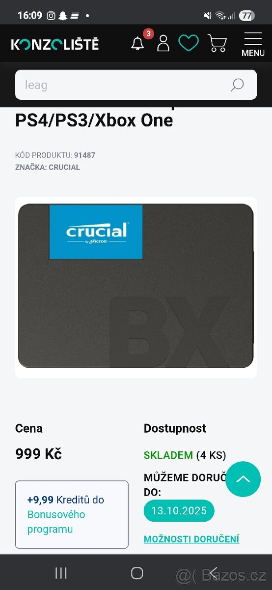 Interní disk pro ps4/xbox/PC