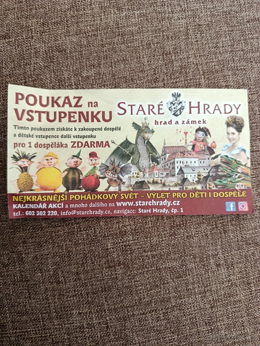 Poukaz vstupenka staré hrady