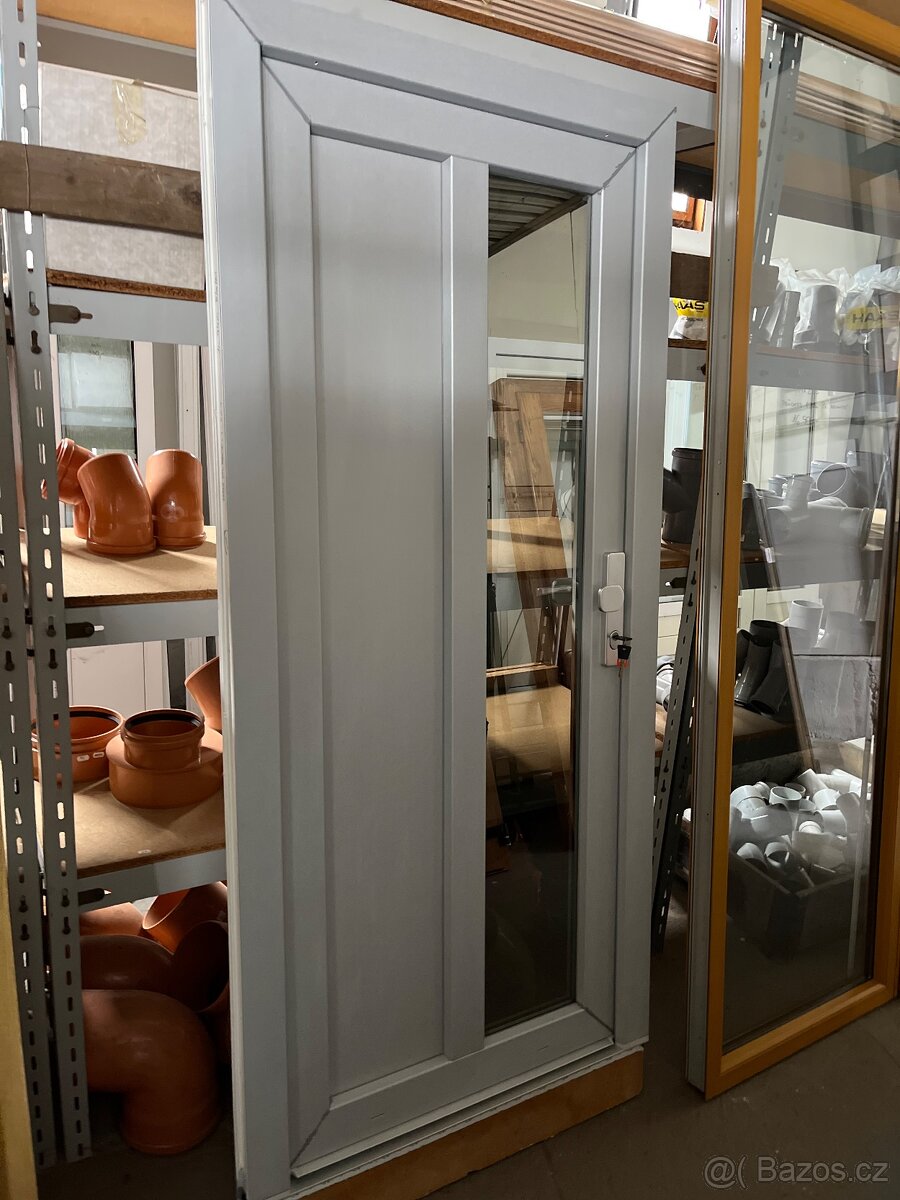 VCHODOVÉ PVC DVEŘE KOMMERLING 97x207-SVĚTLÝ ANTRAZIT