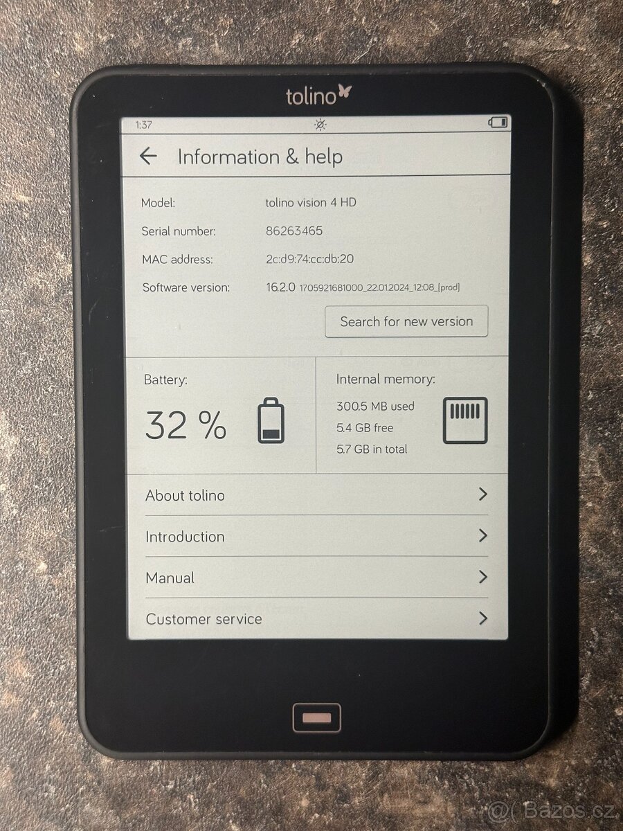 Čtečka knih Tolino Vision 4 HD 8GB černá 3