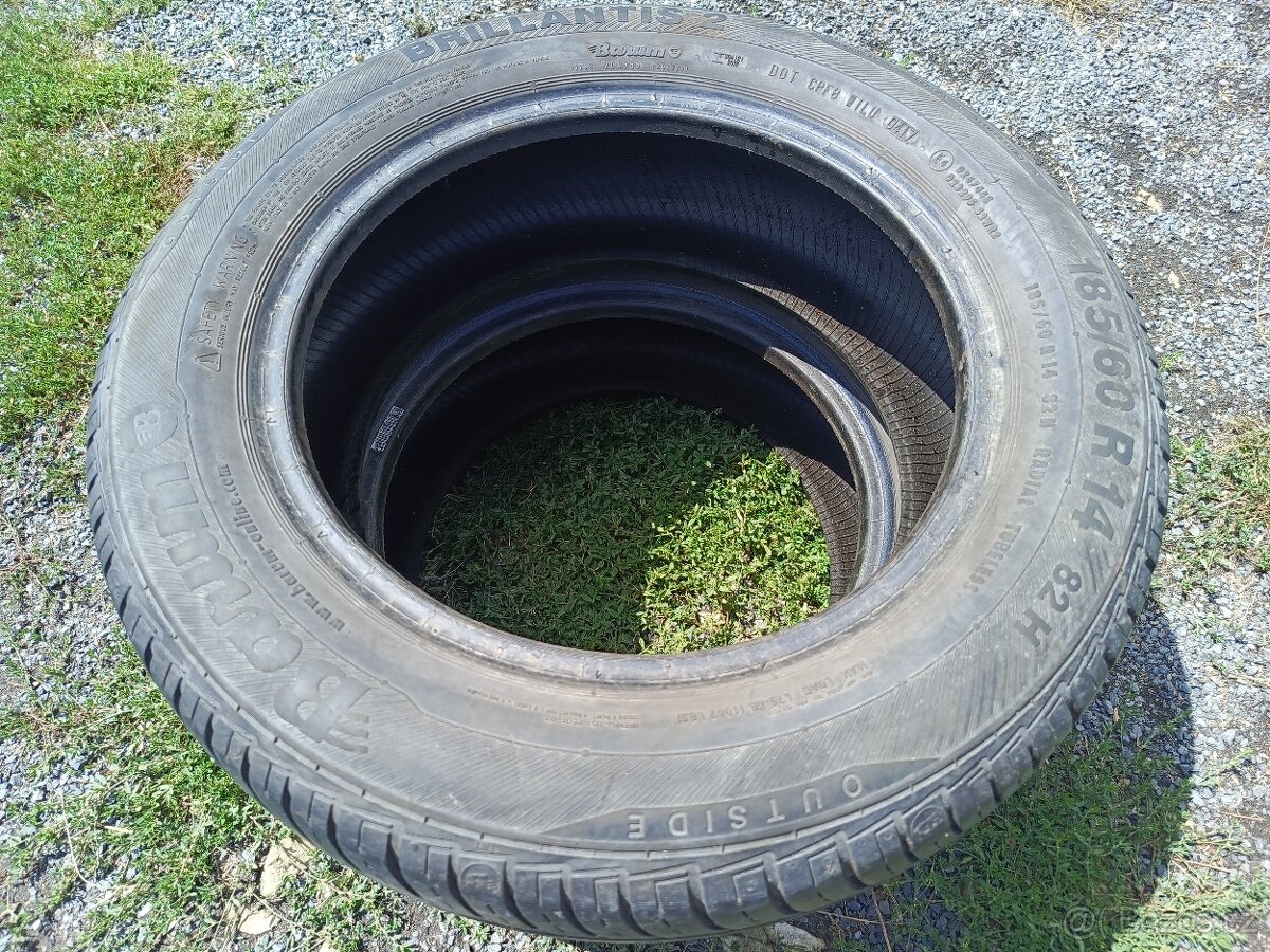 Prodám 2 pneu Barum 185/60R14 z roku 2017 se vzorkem 6mm.