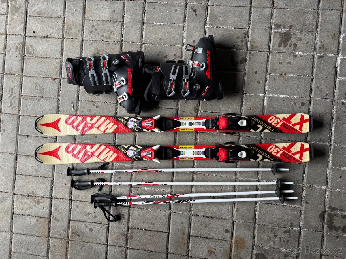 Lyže Atomic 130cm, hůlky, lyžařské boty vel.41