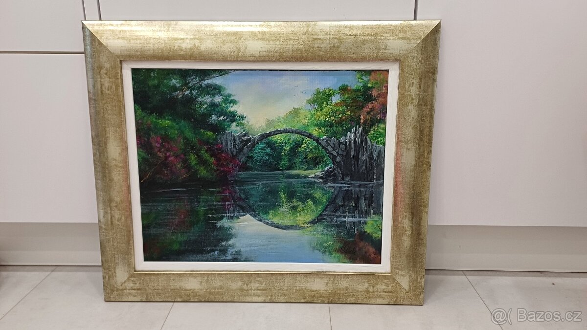 Obraz "Most přes jezero" - originál od malířky Wilhelm Éva