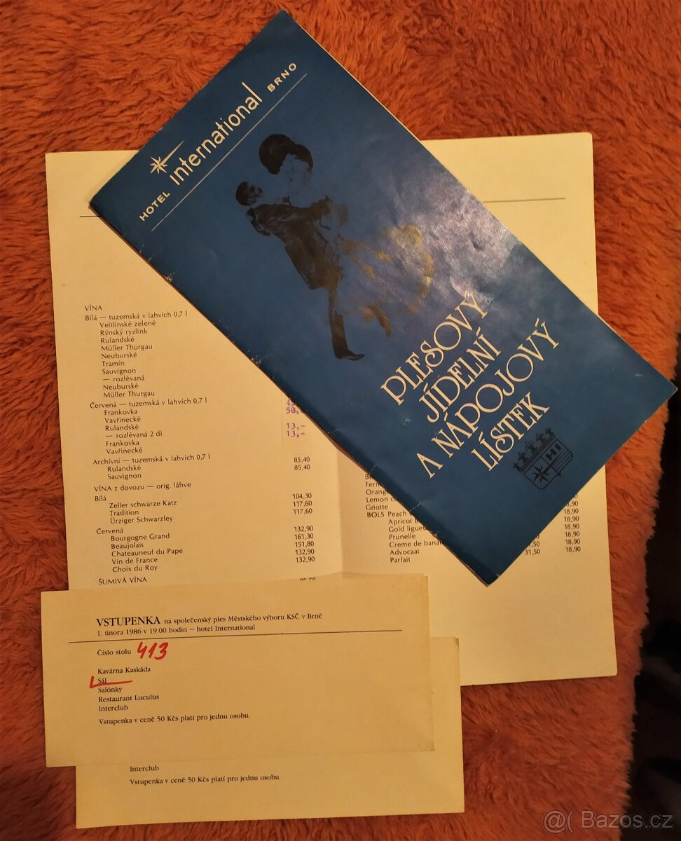 Nabízím raritu Plesový lístek vstupenky obal Brno 1.2.86