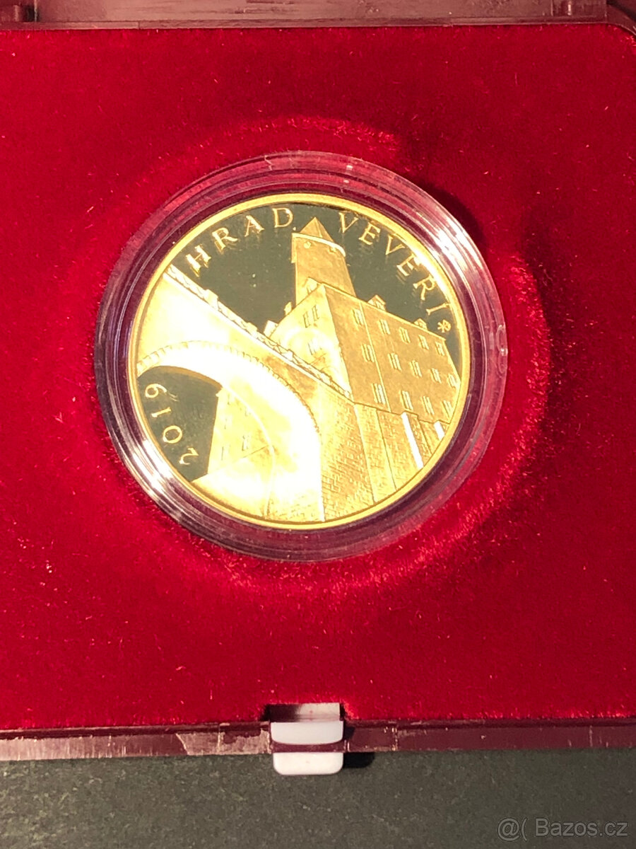 Zlatá mince hrad Veveří Proof - vzácná