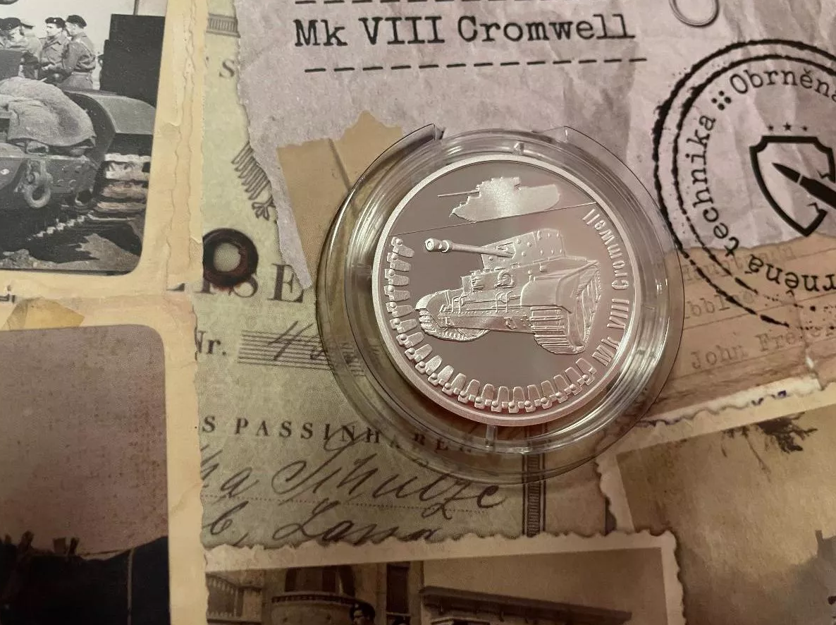 Stříbrná mince Obrněná technika- Mk VIII Cromwell proof