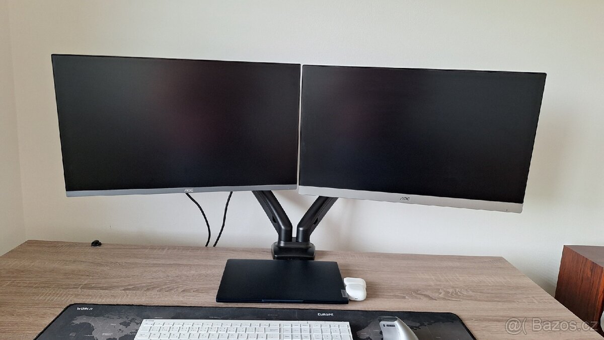 2x Monitor AOC 27" + držák AlzaErgo AR2.1