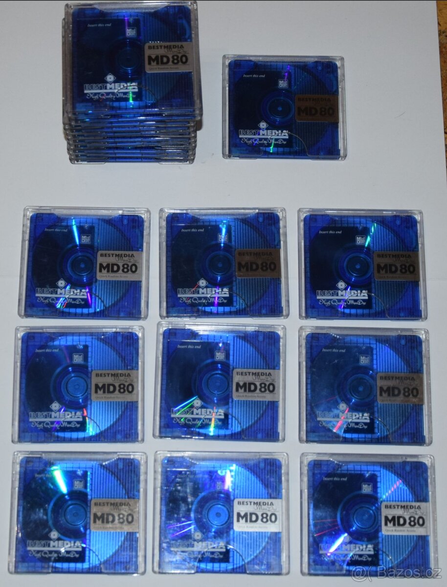 MD minidisc BESTMEDIA 80min., super stav, s obaly, sada 9ks