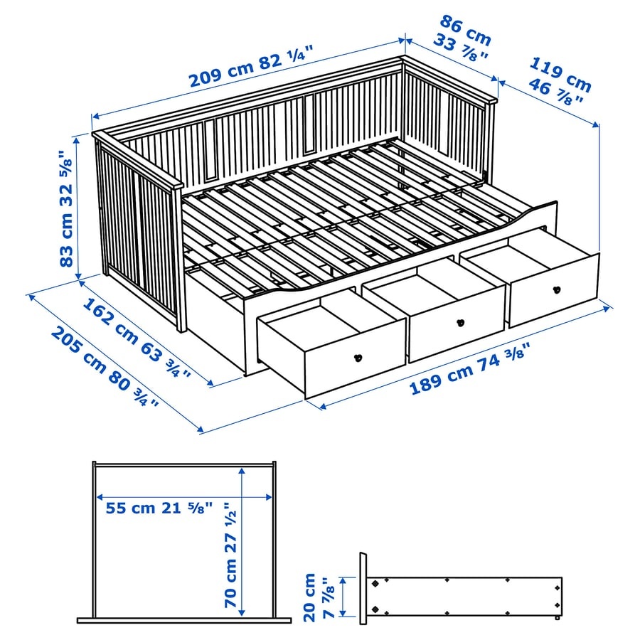 Rozkládací postel Ikea Hemnes 2ks