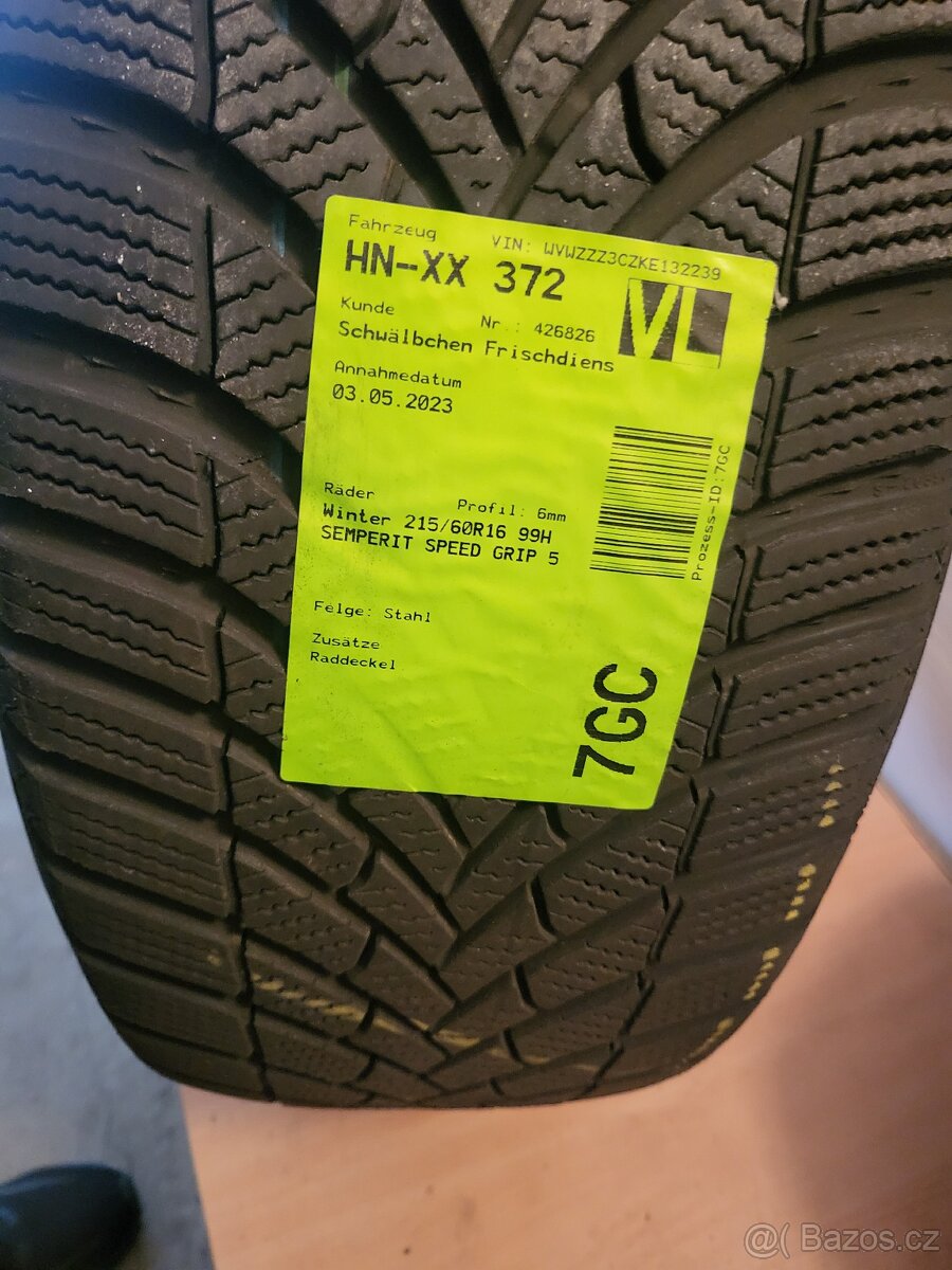 215/60 R16 XL zimni pneu+ 5x112 plechové disky 6mm (sada)