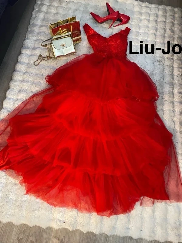 Liu jo maturitni plesove cervene saty dlouhe 38