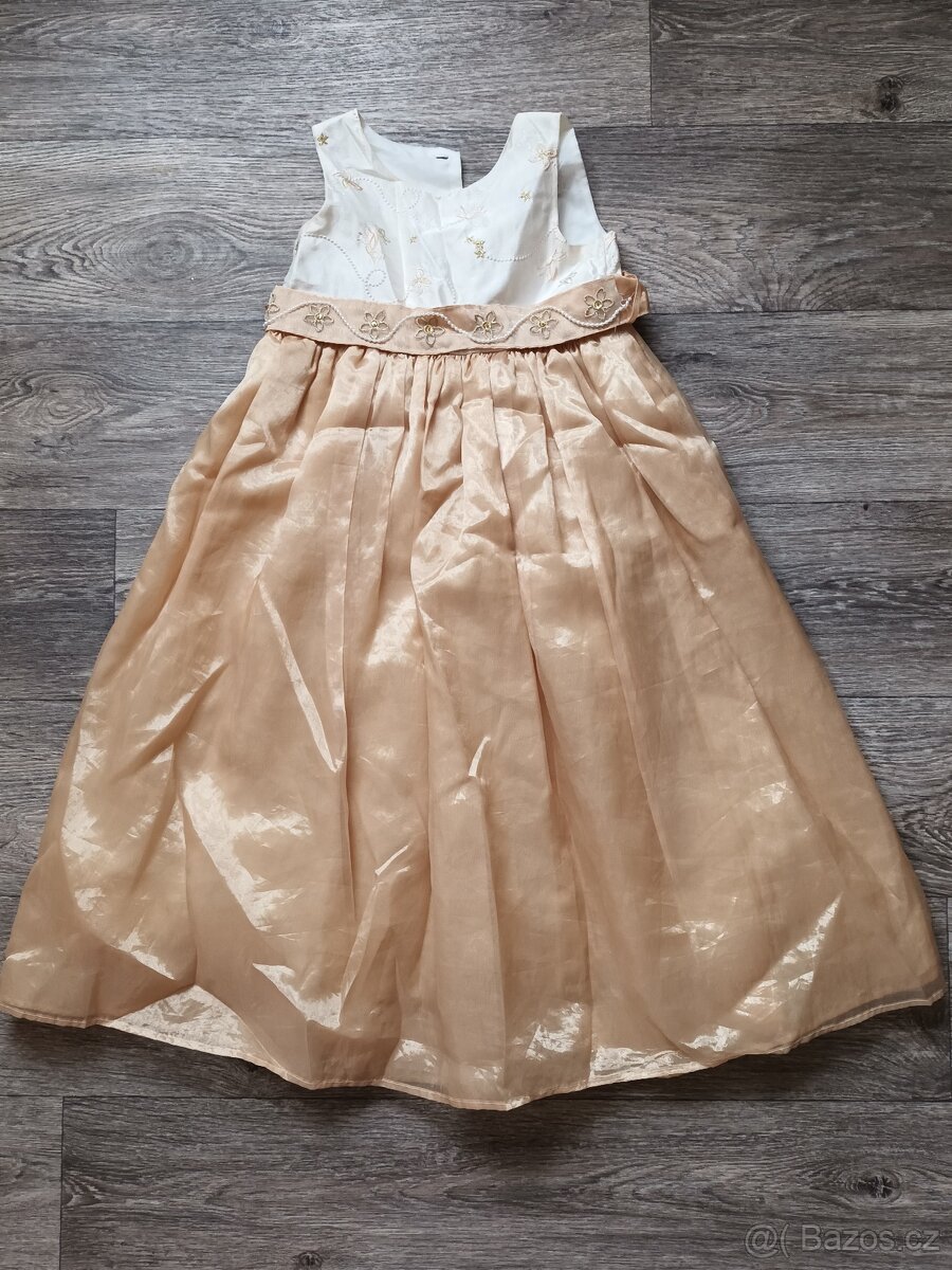 Holčičí společenské zlaté šaty, vel. 110