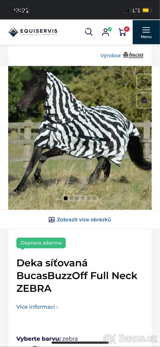 Síťovaná deka Bucas zebra 135cm