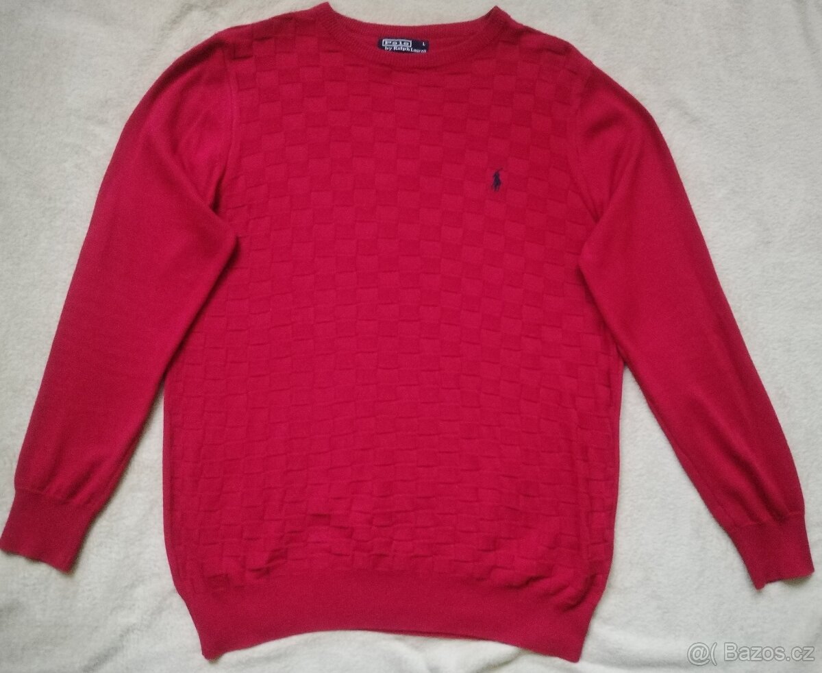 Pánský červený svetr POLO by RALPH LAUREN vel. L
