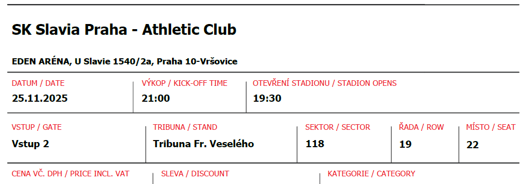 SK Slavia Praha - Athletic Club