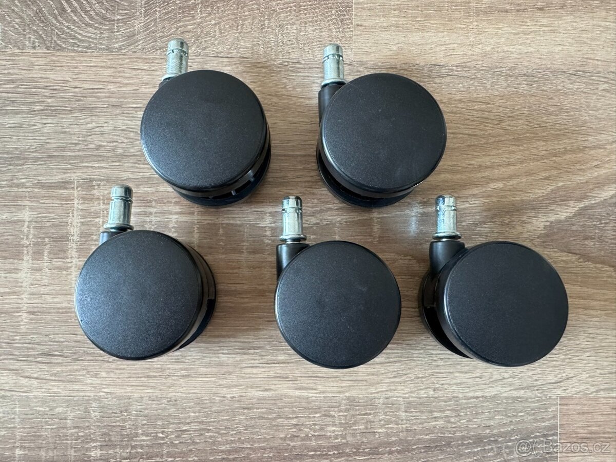 Kolečka k kancelářské židli na koberec – nové, 5 ks, daruji