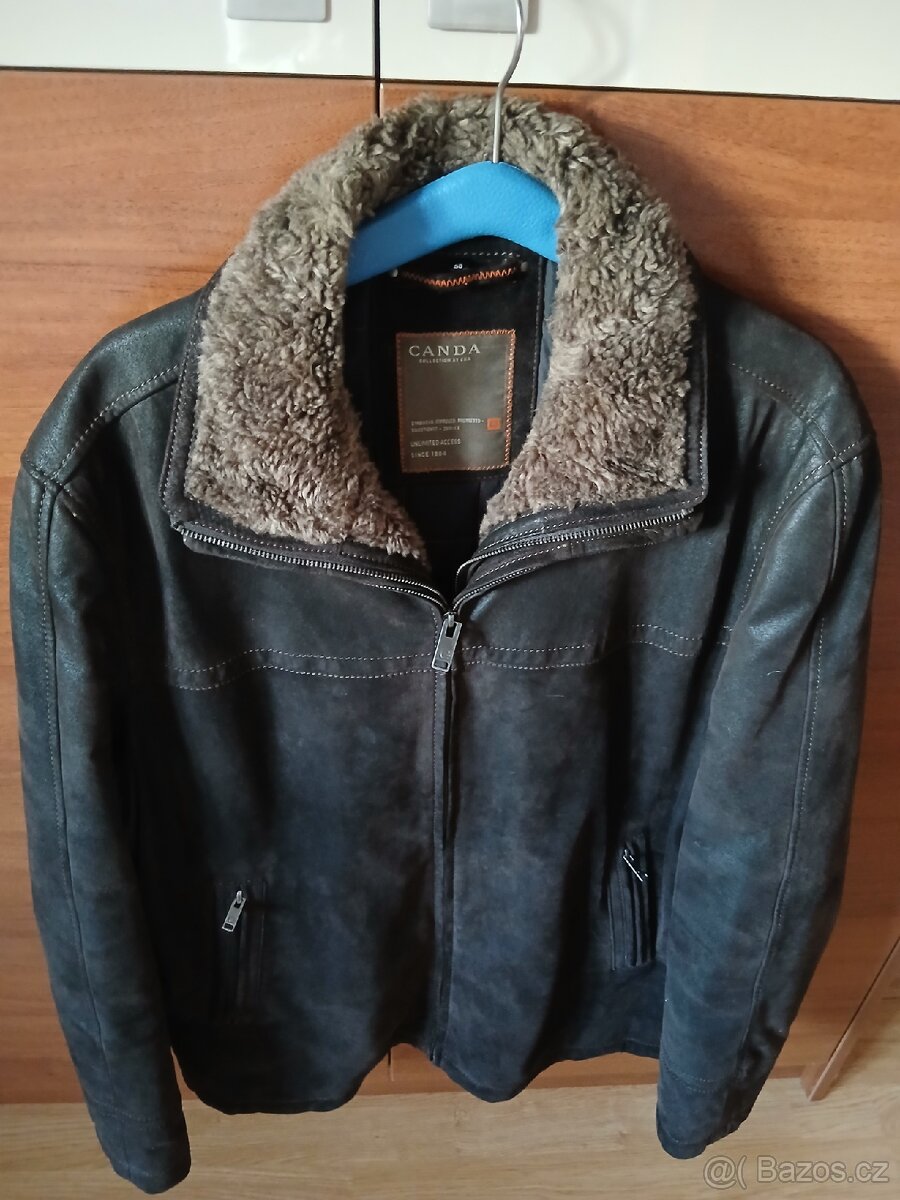 Pánská kožená bunda s beránkem