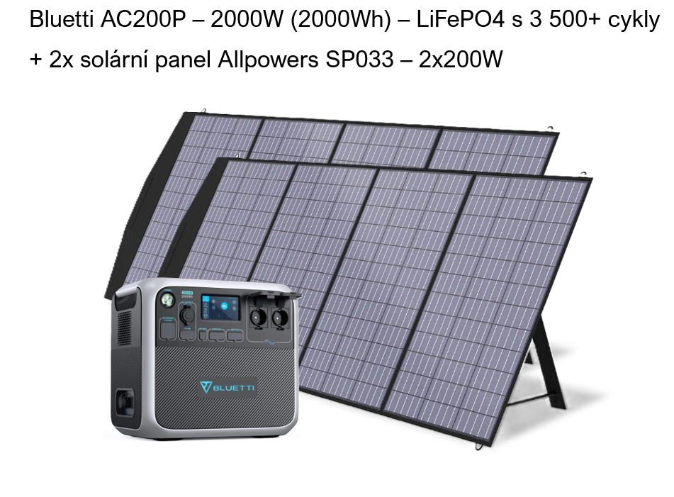 Bluetti AC200P - 2000W,2000Wh + 2x SP33 - 200W