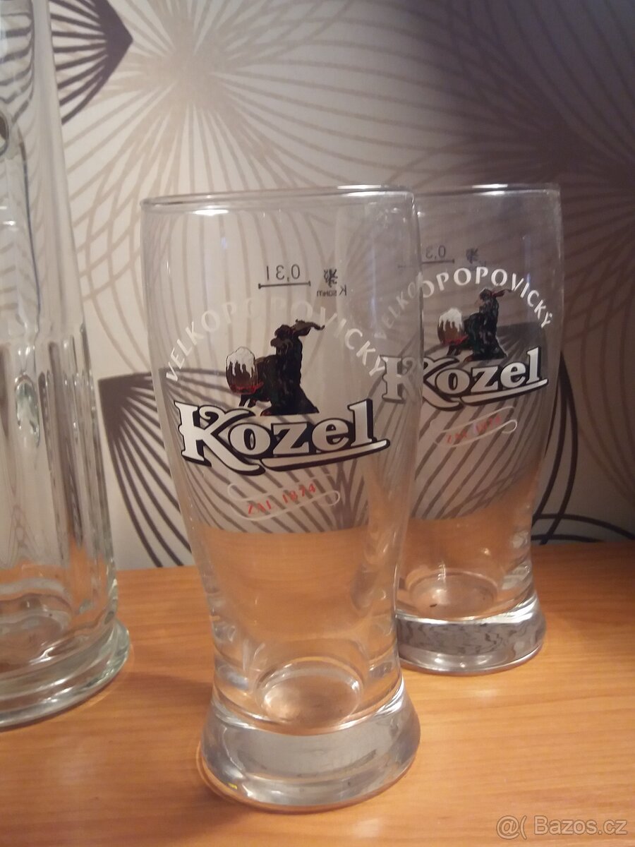 pivní sklo Kozel, Holba, Lobkowitz, Sigma